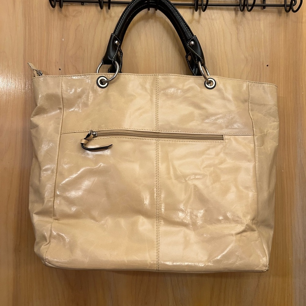 Beige Leather Tote Bag